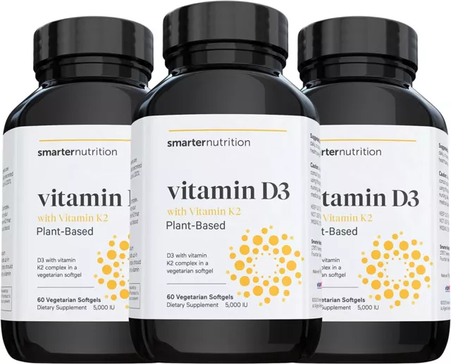 Plant-Based Vitamin D3 Immune Support with Vegan K2 Complex in a Vegetarian S...