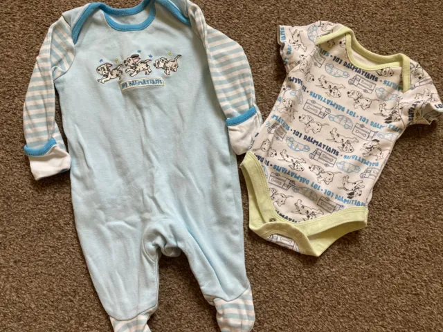 First Size Baby Bundle 101 Dalmations Blue Boys Sleepsuit Vest George Disney