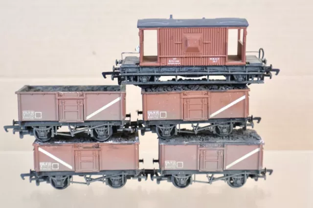 Mainline Rake Von 5 Verwitterte Br Brown Mineral & Bremse Van Waggon Mit Load Oj