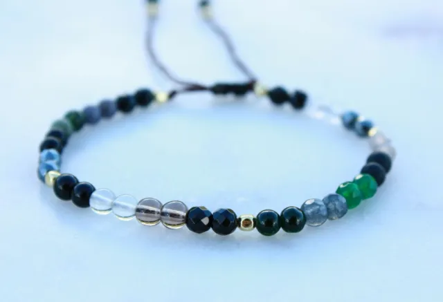 4mm black agate bracelet/ precision faceted crystal/ Healing Crystal Therapy