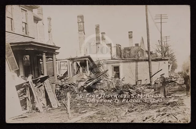 Rare RPPC of Fire District After Flood. Dayton, Ohio. C 1913