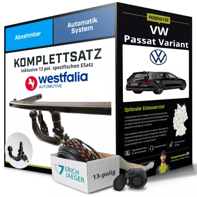 Anhängerkupplung WESTFALIA abnehmbar für VW Passat Variant +E-Satz Kit NEU AHK
