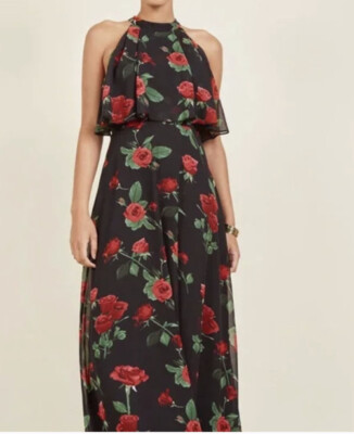 ModCloth Liza Luxe rose print maxi dress XXS