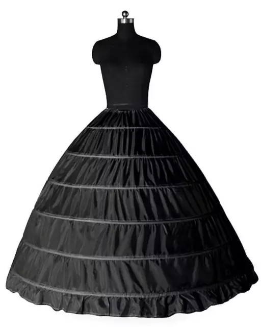 Gotik Schwarz Reifrock 6 Ringe TÜLLROCK Petticoat Unterrock Krinoline Brautkleid