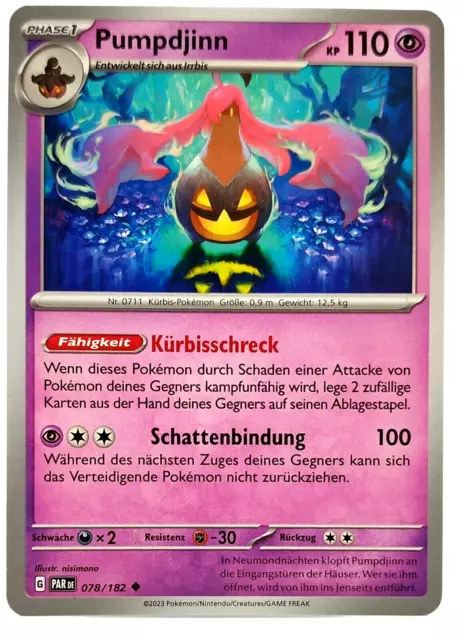 Pokemon Karte: Pumpdjinn 078/182 Paradoxrift Deutsch NM