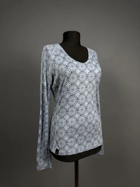 ICEBREAKER BODYFIT+ BLUE Merino Wool Long Sleeve Geometric T Shirt ...