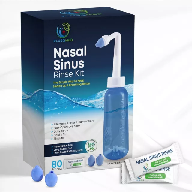 Nasal Rinse Kit, Sinus Rinse Kit, Neti Pot kit ,nose rinse kit, 80 PCS Salt