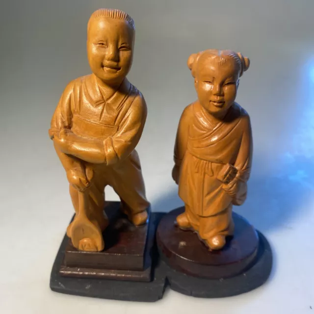 Chinese Carved Boxwood Cultural Revolution  Child Figurines / Statues