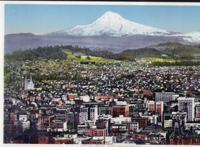 Vintage Print View of Portland Oregon Mount Hood in the Distance Circa 1915