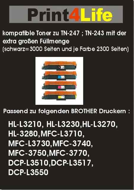 Compatibel met TN243CMYK Toner - Voor L3750CDW L3210CW L3550CDW L3770CDW Printer - 5-stuks