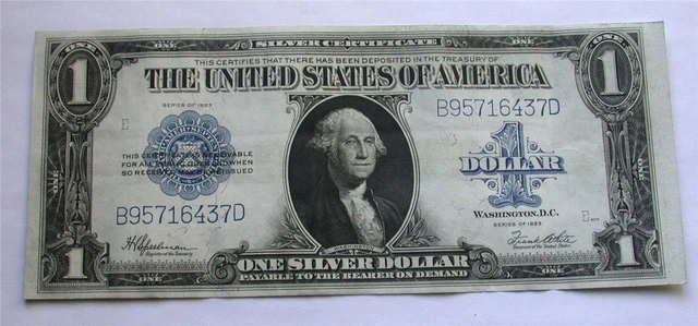 1923 series $1 One Dollar Silver Certificate Large Size Currency Note Bill