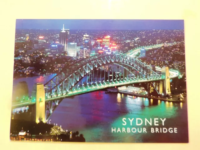 Sydney Harbour Bridge Sydney Australia vintage postcard nighttime aerial