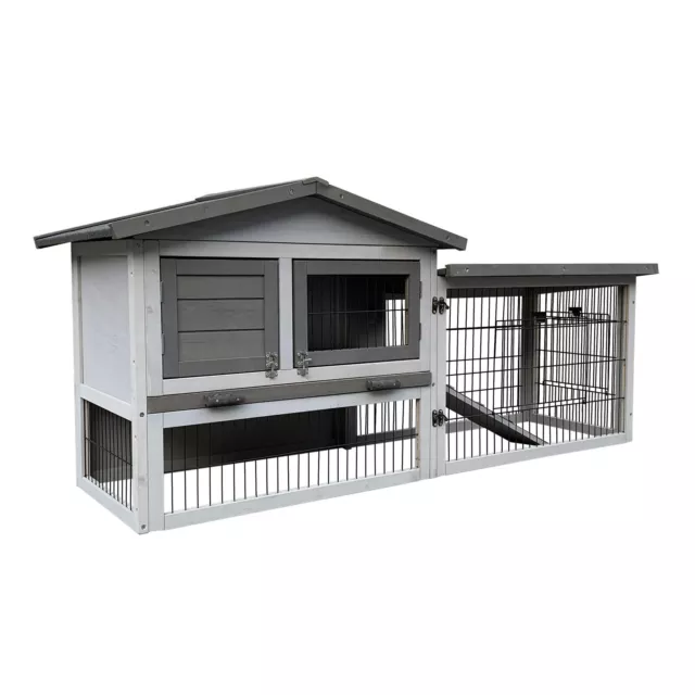 Poulailler 144x52,5x68,5cm Gris clair Cage Volaille Bois Enclos Cage Abri