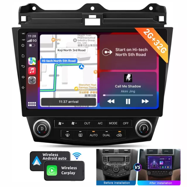 For Honda Accord 2003-2007 Car Radio Stereo Apple Android 13 Carplay GPS Player