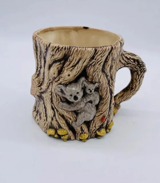 Vintage Koala with Baby Ceramic Tree and Mushrooms Coffee Cup Mug