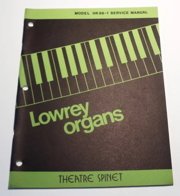 Manual de servicio de espinetes de teatro original modelo Lowrey HR98-1