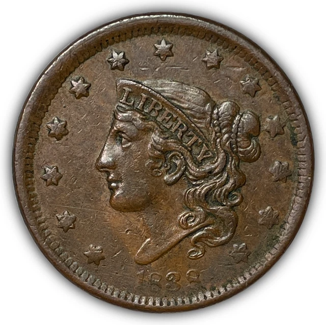 コロネットヘッドラージ セント銅貨　1838 1838 CORONET HEAD Large Cent, AU-50 $413.91 - PicClick CA