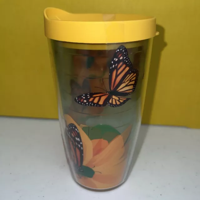 Tervis 16oz Monarch Butterfly And Orange Flower Design Tumbler & Yellow Lid 3