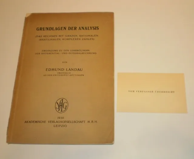 Grundlagen der Analysis 1930 by Edmund Landau (Basics of Analysis) Mathematics