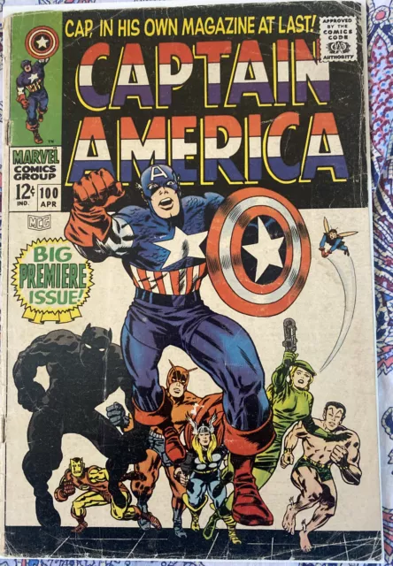 Captain America #100~Big Premiere Issue ~~ 1968 Silver-Age~Key Issue