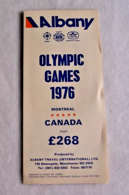 1976 Albany Holiday Olympic Games Pamphlet LEAFLET Manchester Canada Montreal