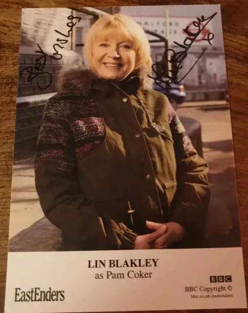 BBC EastEnders Pam Coker Lin Blakley  Hand Signed Cast Card Autograph