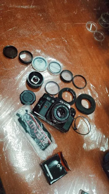 Macchina fotografica Zenit 122 vintage + varie ottiche + custodia