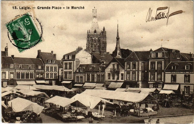 CPA AK Laigle Orne - Grande Place le Marche (800343)