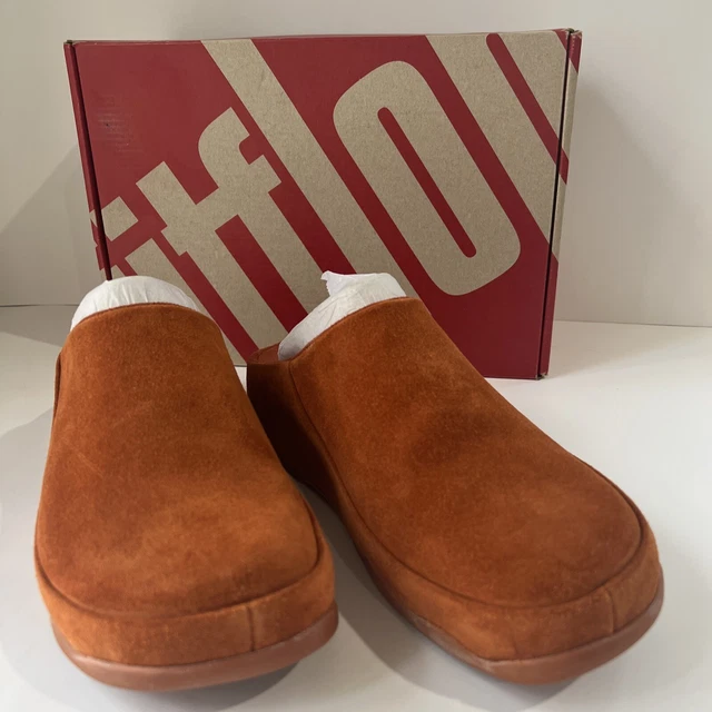 Fit Flop Womens Gogh Moc Slip On Clog Umber Suede Us 10 New In Box Orange Uk8