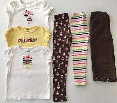 Girls 6 Piece LOT of Gymboree TEA FOR TWO Tops LEGGINGS Capris Size 6 7 SPRING