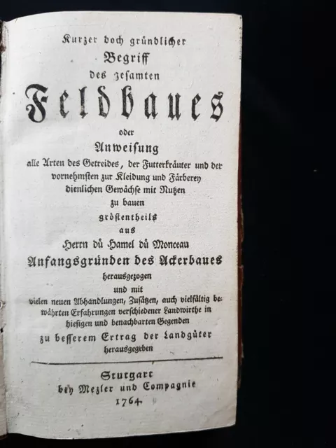 Feldbau Ackerbau  Getreide und Futterkräuter 1764 kupfertafeln, Rarität