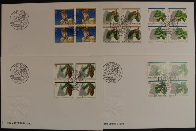 Schweiz, MiNr. 1483-1487, 4er Blöcke, FDC - 613474