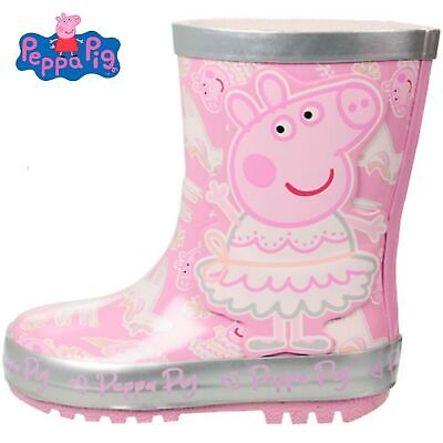 Girls Peppa Pig Pink Rubber Wellies Unicorn Rain Wellington Boots Size Uk 5-10