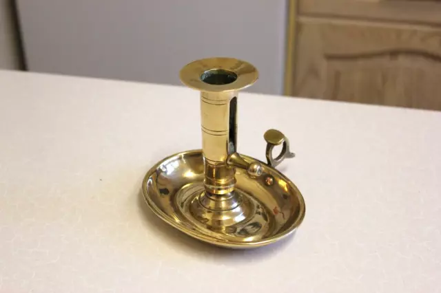 Antique Brass Ejector Chamber Candlestick - 4.5" Tall (4728)