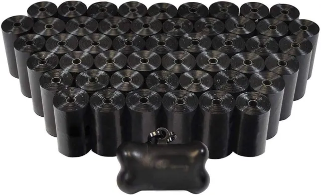 1,000 Black Pet Waste Poop Bags With Two Dispensers