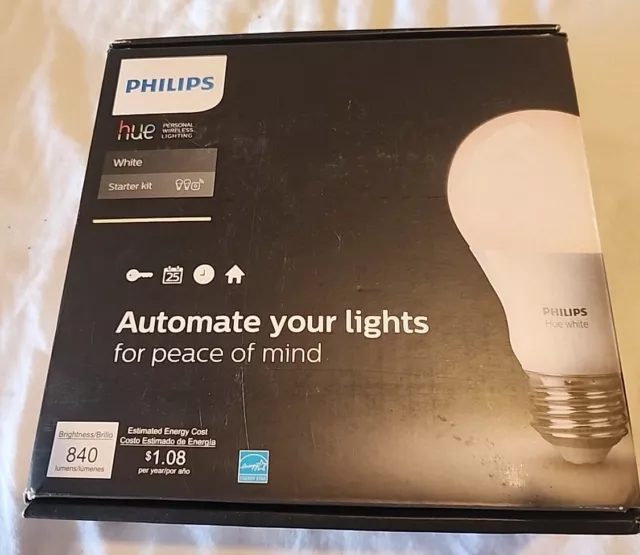 Philips Hue Personal Wireless Lighting 2 Bulb Starter Kit A19 Medium Base White