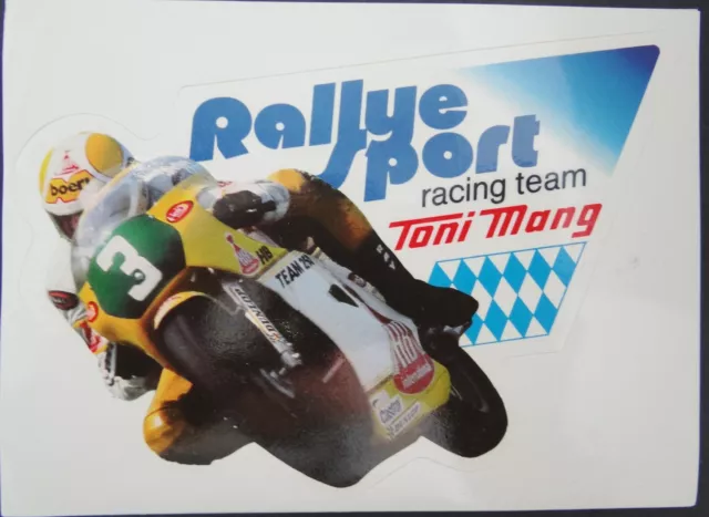 Werbe-Aufkleber Toni Mang Motorrad-WM 80er Jahre Rallye-Sport Racing Team