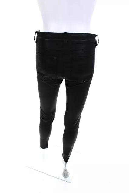 Ralph Lauren Blue Label Black Womens High Rise Leather Skinny Jeans Black Size 4 3