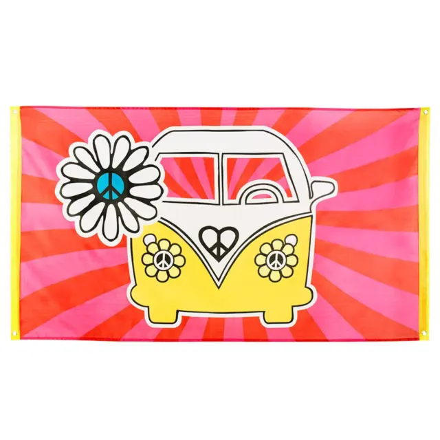 Cámper de poliéster flor hippie poder paz furgoneta bandera arco iris decoración de fiesta
