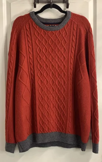 Mens Wool Blend Knit Pullover Sweater 3XL XXXL Fisherman Red