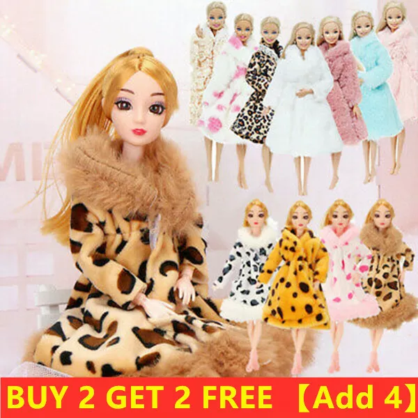 Barbie Princess Fur Coat Dress Accessories Clothes for Barbie Dolls Toys 2023NEW