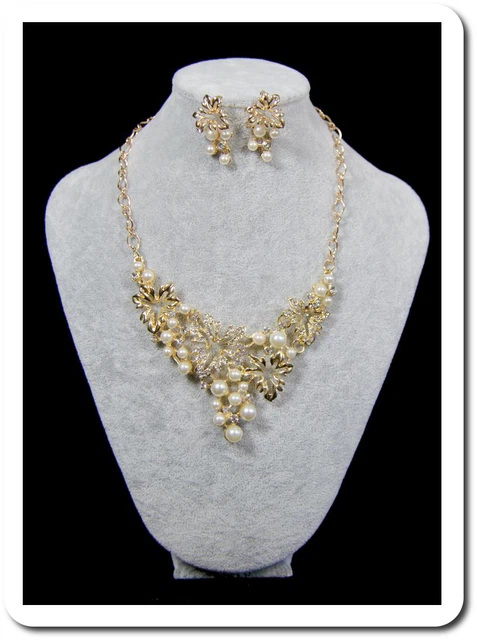 Set 2 Tlg Kette Ohrringe Schmuckset Collier Halskette  Ohrstecker Strass
