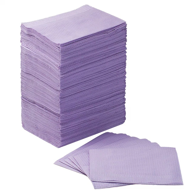 JMU Dental Bibs Disposable 125 Pcs, Purple Dental Bibs 13" x 18" Dentist Bibs 3