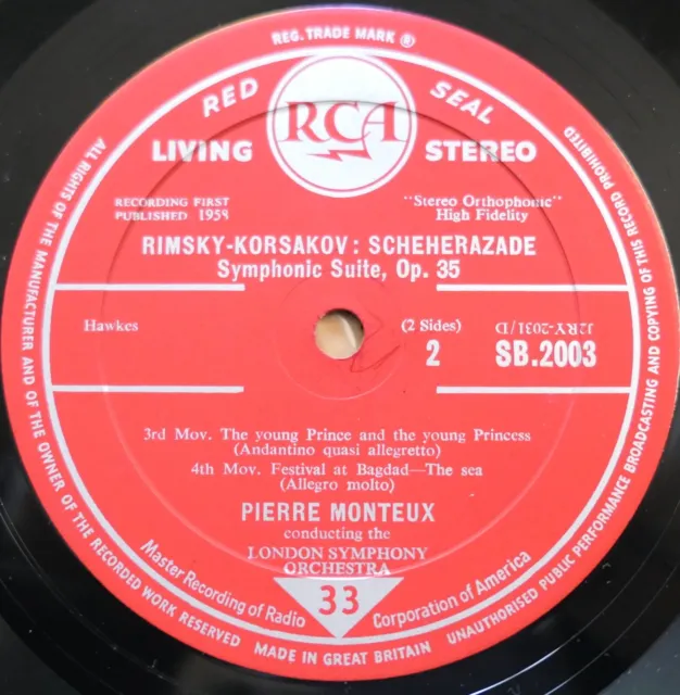 SB 2003 ED1 Rimsky-Korsakov Scheherazade Pierre Monteux RCA Living Stereo 1st EX 2