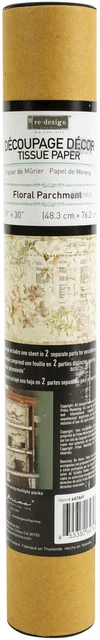 Papel de tela decorativo Prima Re-Design 19""X30""-Pergamino floral -REDTP-474