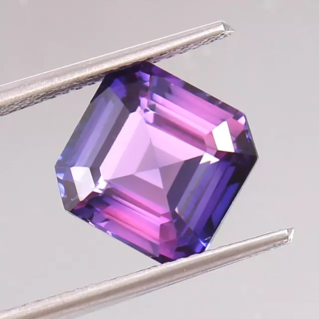 AAA Natural Bicolor Ceylon Purple Sapphire Loose Asscher Cut Gemstone 7.70 Ct