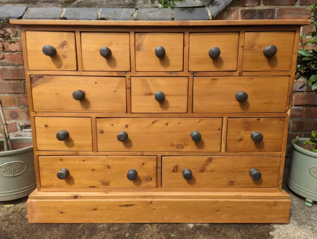 19th Century Antique Pine Bank or Chest of  13 Drawers
