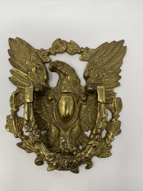 Vintage Massive Heavyweight Solid Brass American Eagle Door Knocker Patina