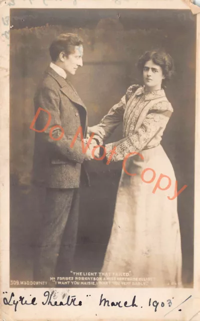 The Light That Failed Theatre Man Woman c1903 Postcard (D690)