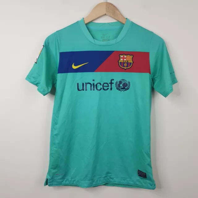 FC Barcelona 3rd Strip Kids Large 12-13 Years Green Nike Football Shirt
